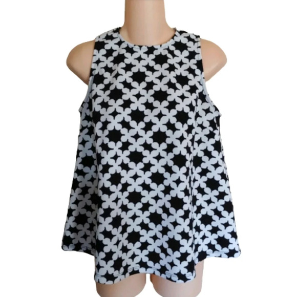 Bobeau High Neck Black and White Sleeveless Top Size Women's Small - Picture 1 of 9